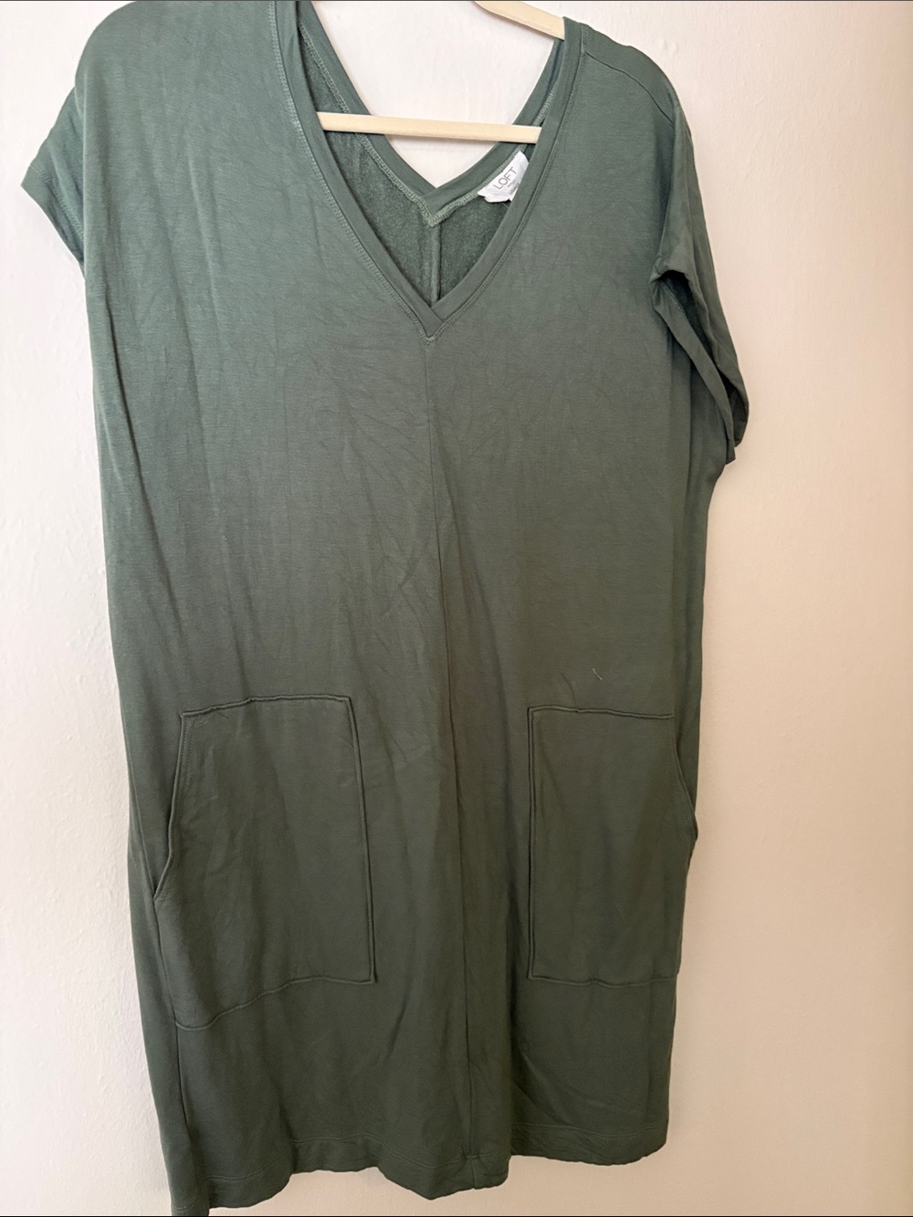 LOFT Lounge Relaxed Crewneck Dress in Sage Green